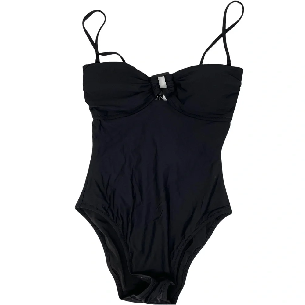 J. Crew Square-ring One-piece Swimsuit, Black Size 2 NWT